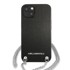 KARL LAGERFELD Zaštitna maska Leather Textured & Chain, s lančićem, za iPhone 13 mini 5,4", crna
